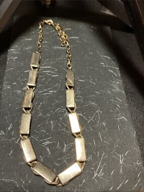 Vintage gold-tone Rectangular Bar Link Necklace